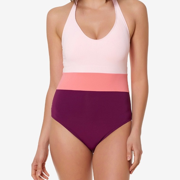 New$109 blue rod Beattie color block one piece 12 - Picture 1 of 1